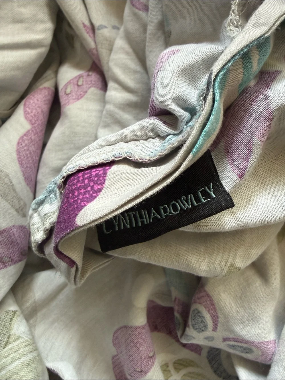 Cynthia Rowley Purple and Teal Floral Duvet Oversized Queen Cover